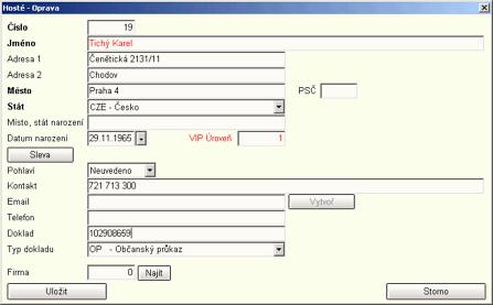 161 Recepce Savarin Pohlaví - lze pouze vybrat ze seznamu Kontakt - způsob kontaktu Email - elektronická adresa, pomocí tlačítka můžete vytvořit e-mail pro příjemce uvedeného v poli email Telefon