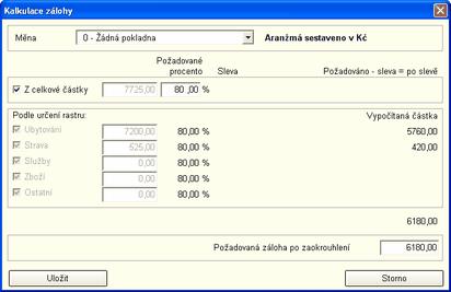 KUCHAŘKA - návody a postupy 4.1.2.2 Pomocí tlačítka provedete uložení částky depozitu k položkám rezervace. Pomocí tlačítka provedete uložení nové rezervace.