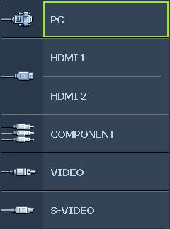 Přepínání vstupního signálu Projektor lze připojit k několika zařízením současně. V jednom okamžiku lze však na celé projekční ploše zobrazit pouze signál z jednoho zařízení.
