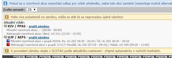 4. Kontrola objednávek Seznam všech objednaných změn je uveden nad tabulkou. Po zadání všech objednávek se nezapomeňte odhlásit a vyčkejte do druhého dne. 5.