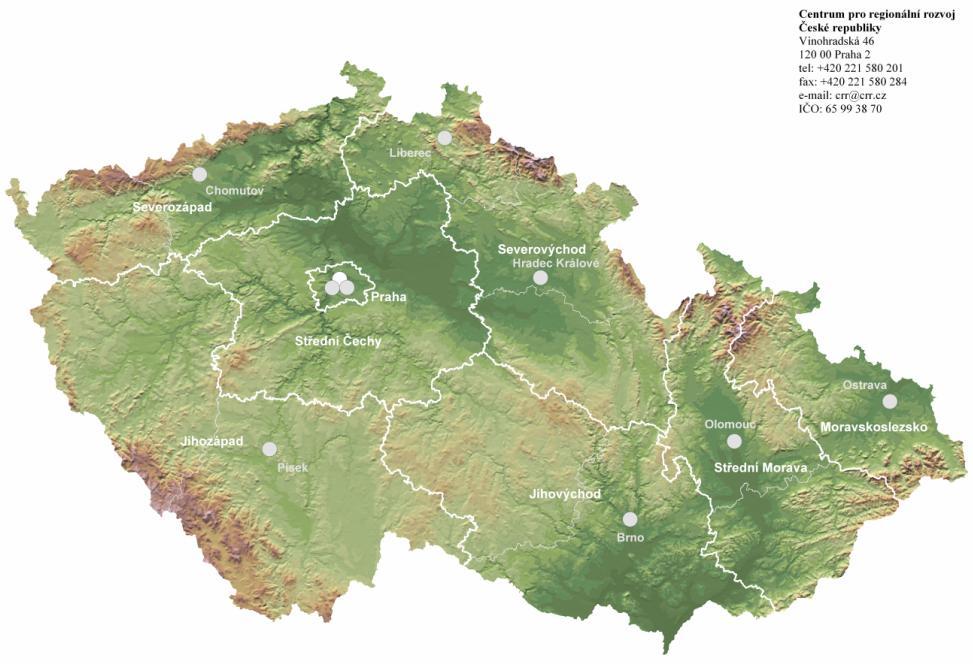 Regionální síť poboček CRR kontaktní údaje na