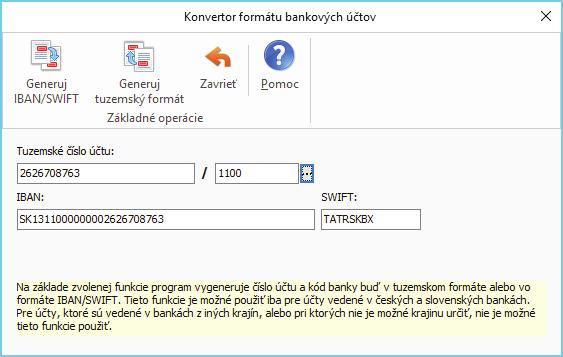 2015 CÍGLER SOFTWARE, a.s. Konvertor formátu účtov Na karte Nástroje / Výpočty a bankové formuláre / Kalkulačky je nová funkcia Konvertor formátu účtov.