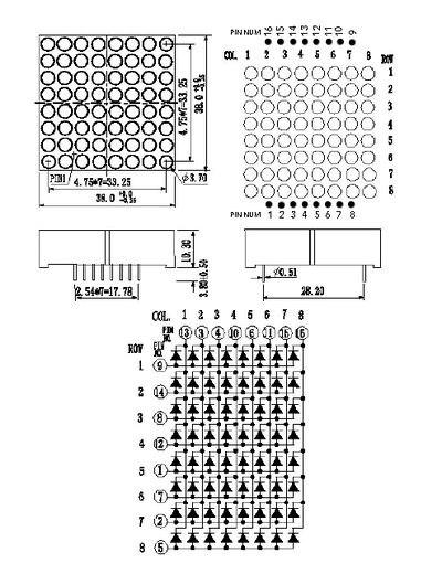 8*8 8 x 330ohm rezistor 1 x nepájivé pole Vodiče Potřebné