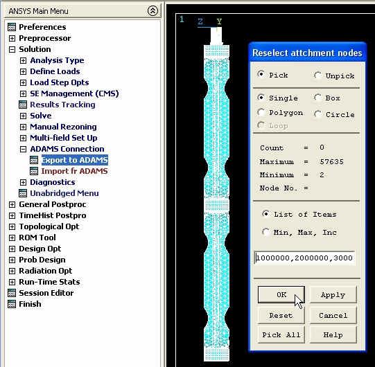 4.3.2 Postup při vytváření MNF souboru v programu ANSYS : Postup tvorby MNF souboru v programu ANSYS se skládá z několika kroků: 1) Vytvoření vhodného redukovaného modelu v programu ANSYS a to včetně