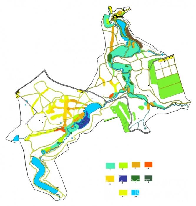 Mapa luční vegetace Průhonického parku Legenda 1 - vlhké louky s pcháčem zelinným 2 - vlhké medyňkové louky 3 - mezofilní ovsíkové louky 4 - mokřadní vegetace s ostřicí štíhlou 5 - mezofilní horské a