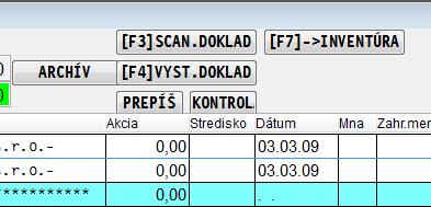 Inventúra účtu z funkcie SALDOKONTO SALDOKONTO alebo