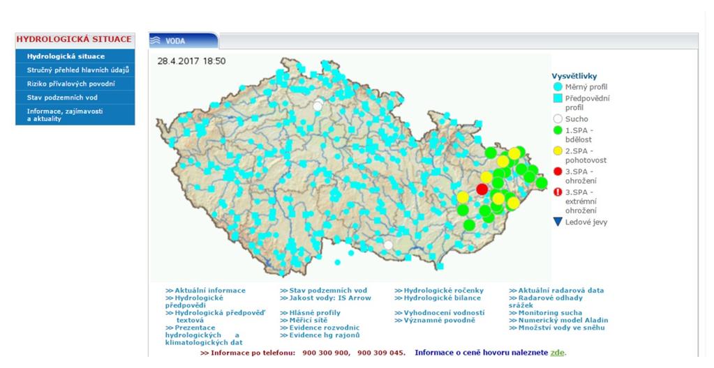 UTB ve Zlíně, Fakulta logistiky a krizového řízení 72 Obrázek 39: Informace o hydrologické situaci Zdroj: [30] Informace o hydrologické situaci jsou součástí webového portálu Českého