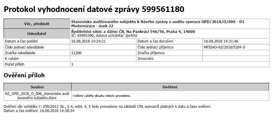 PŘÍLOHA Č. 4 STANOVISKO AUDITOVANÉHO SUBJEKTU Č. j.