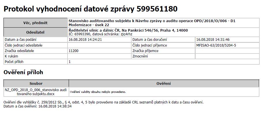 PŘÍLOHA Č. 4 STANOVISKO AUDITOVANÉHO SUBJEKTU Č. j.