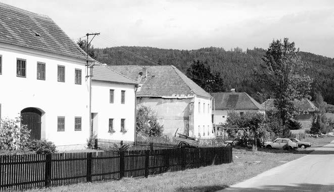 BOŘICE Borová severní strana návsi s velk mi patrov mi domy (2000) v dne ní podobû vesmûs ze druhé poloviny 19. století. Vût ina tûchto domû se dochovala na severní stranû návsi napfi. ãp.