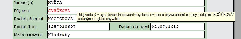 3. Zobrazení rozdílů oproti referenčním údajům vedeným v ROB K naplnění 5 zákona č. 111/2009 Sb., o základních registrech, ve znění zákona č. 424/2010 Sb., respektive 23a odst.