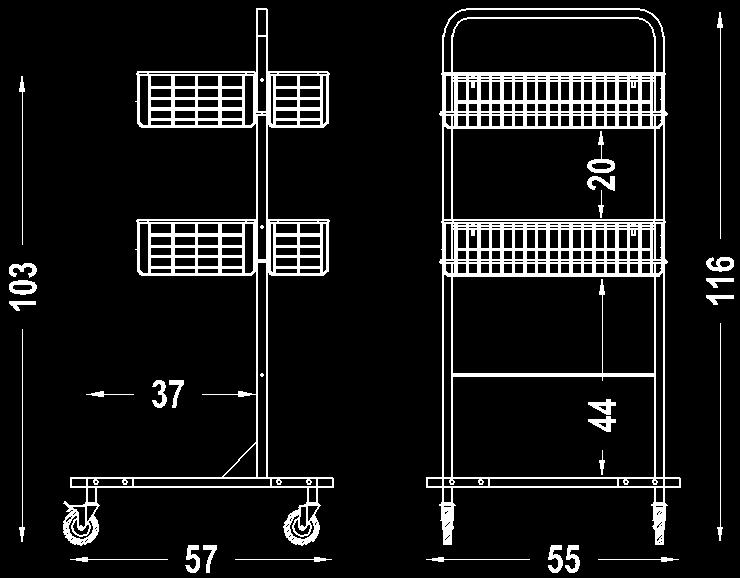 basket 01513, stainless stacking place on undercart Nerez koš 01511 Stainless