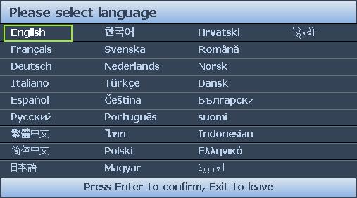 Ovládání Zapnutí projektoru 1. Připojte síťový kabel do projektoru a do zásuvky na stěně. Zapněte vypínač síťové zásuvky (pokud je namontován).
