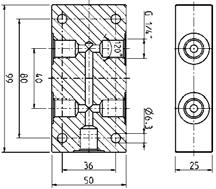 kužel 2000 CJ-HP-199501681 3- cestná kostka pro manometr 2 x 1 x 1/2