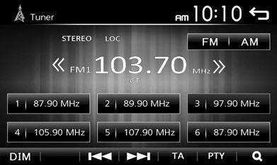 Rádio Základní ovládání rádia 2 Dotkněte se položky [Tuner].