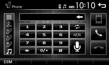 Chytrý telefon s Bluetooth (KW-M24BT) Uskutečněte telefonní hovor. 2 Dotkněte se [Phone]. 3 Jednotlivé funkce jsou uvedeny v tabulce níže. Volání s použitím kontaktů 1) Klepněte na [ ].