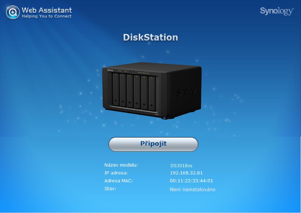 Kapitola 3 Instalace systému DSM na zařízení DiskStation Po dokončení nastavení hardwaru spusťte na zařízení DiskStation instalaci systému DiskStation Manager (DSM); jedná se o webový operační systém