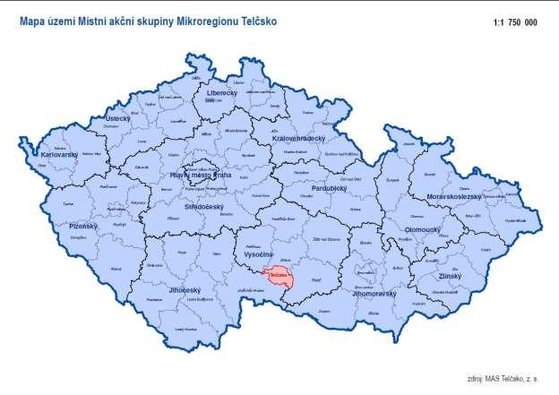 Příloha 2 Mapa území a seznam obcí území MAS Obr. 1 Mapa se zakresleným územím MAS Mikroregionu Telčsko, z. s. Území MAS Telčsko je lokalizováno v NUTS II Jihovýchod, v jižní části Českomoravské vrchoviny v kraji Vysočina.