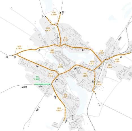 Obrázek 7 Intenzita silniční dopravy na území Telče v roce 2010 (legenda viz výše). Zdroj: (1).