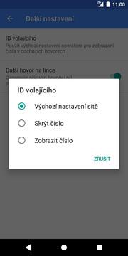 Vyberete možnost Volání. 5. Zvolíte Další nastavení. 6.