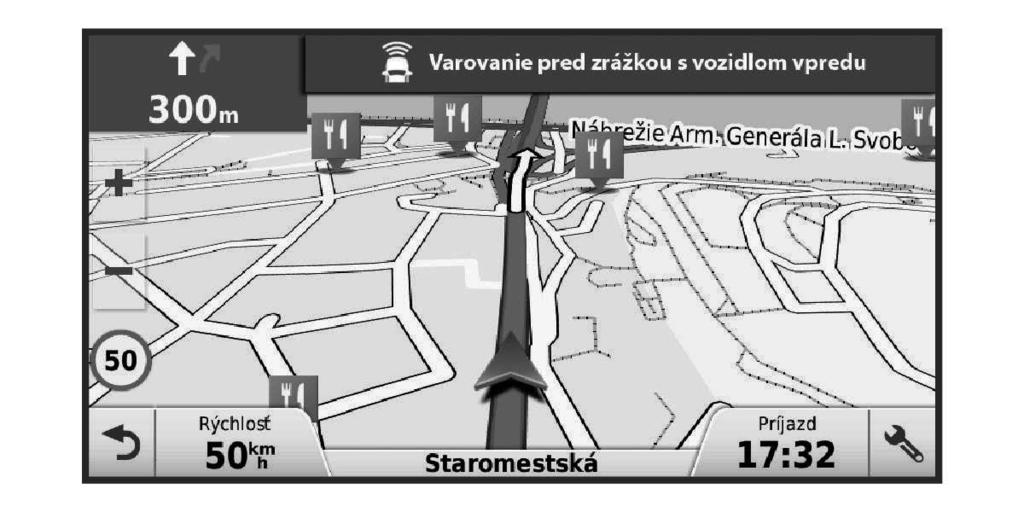 bezpečnú vzdialenosť medzi vami a vozidlom pred vami. Funkcia FCWS sa aktivuje automaticky, keď vozidlo prekročí rýchlosť 48 km/h (30 míľ/h).