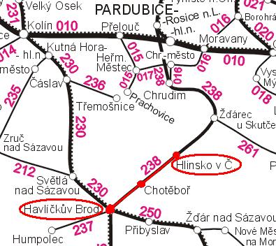 1. 1. 2 Popis Zkoumaný úsek je součástí železniční tratě číslo 238 (507) Havlíčkův Brod Pardubice-Rosice nad Labem. Jedná se o jednokolejnou neelektrifikovanou trať.