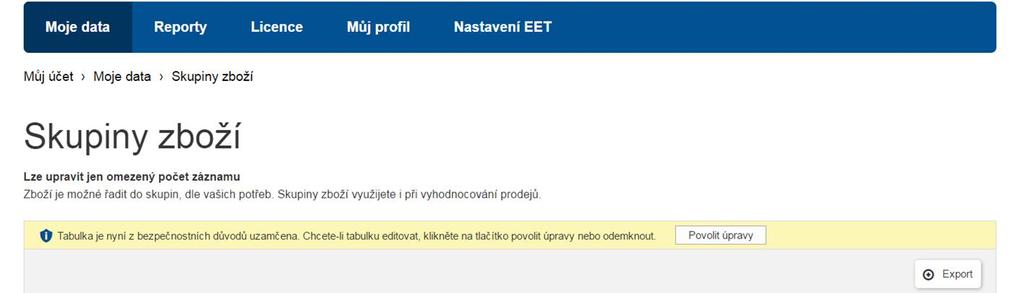 DPH (v %)* Seznam se záznamy z íselníku Sazby DPH - výše sazby DPH v %, za kterou je zboží prodáváno M rné jednotky* Ozna ení a název m rné jednotky, dle které je zboží prodáváno Obrázek zboží Zde