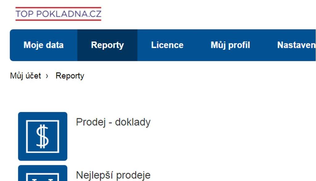 Trvalá data Reporty zobrazují p