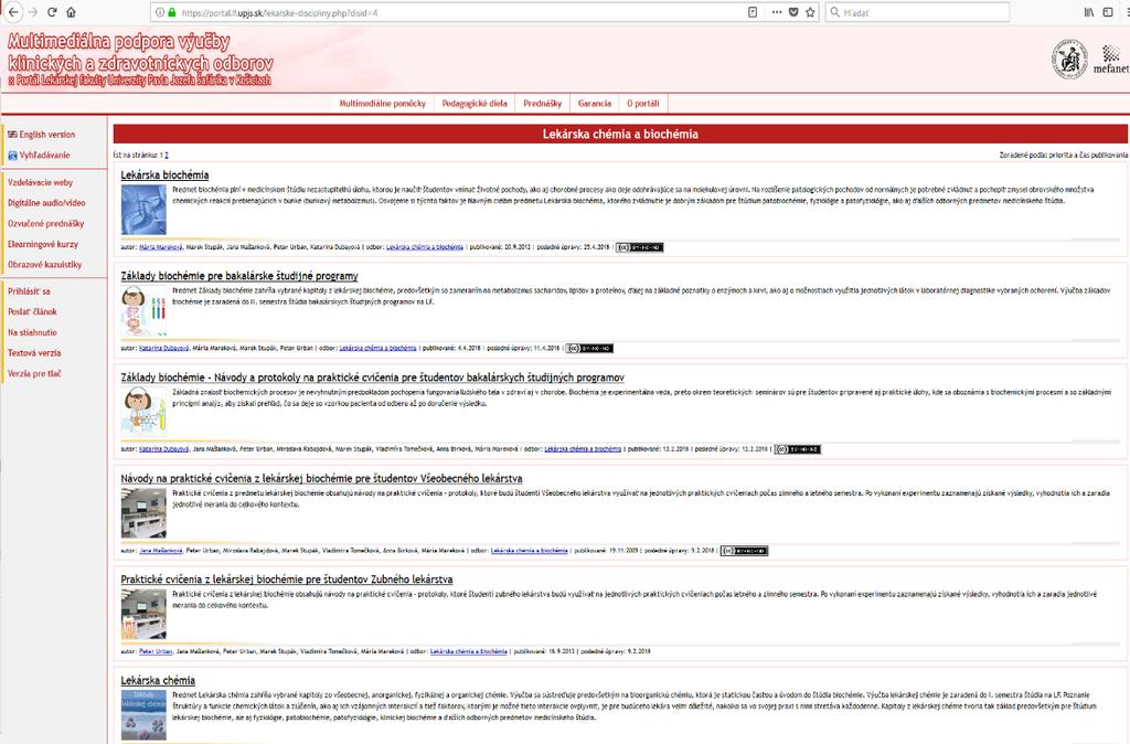 Lekárska a klinická biochémia portál LF UPJŠ v Košiciach e-verzie prednášok, učebníc predovšetkým praktické