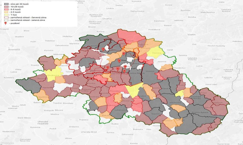 4: Odlovená divoká prasata v zamořené oblasti (stav k 19