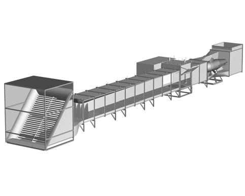 Pracovní část 1,8 x 1,5 m x 18,3 m příkon 0 55 kw 0,5 20 m/s tloušťka mezní vrstvy 700 1150 Obr.