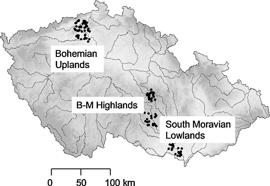 N. Kubová et al. / Limnologica 43 (2013) 516 524 517 Bohemian Moravian Highlands) are covered by spruce forests and meadows, which are irrigated by numerous brooks and small rivers.