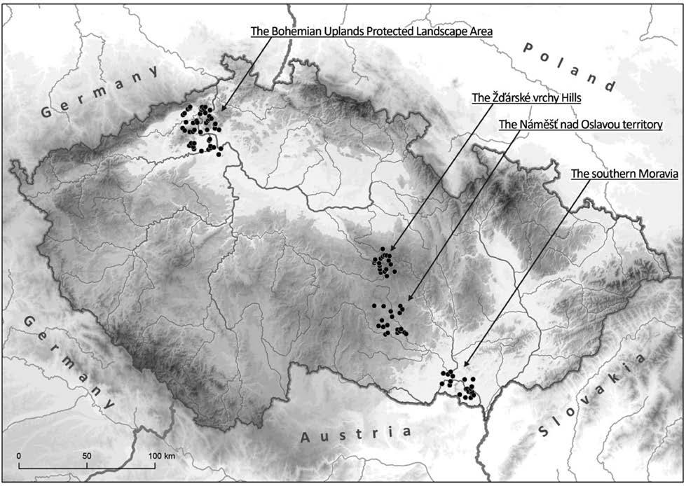 Tolerance, optimum ranges and ecological requirements of free-living leech species 169 Fig. 1. Map of the Czech Republic, showing all sampled sites.