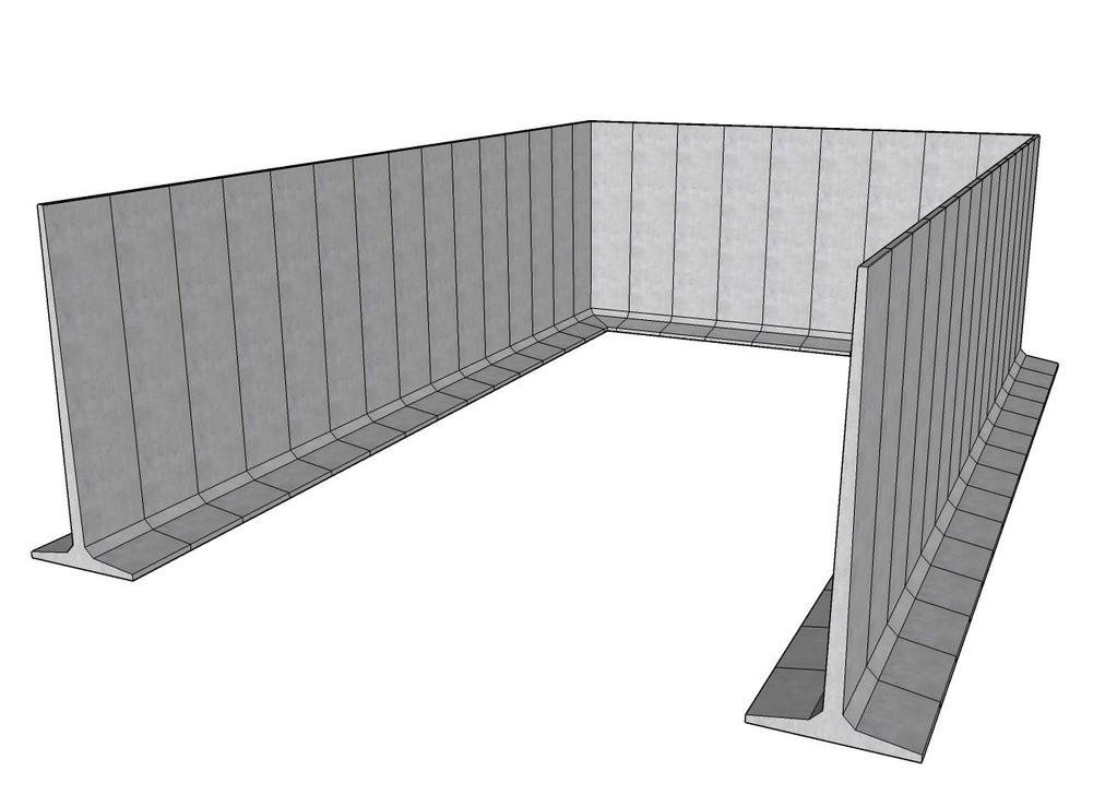 Materiál Opěrné stěnové dílce se vyrábí z betonu třídy C40/50 se stupněm odolnosti vlivu prostředí XC4, XF1, XA1. Tolerance rozměrů Povolená odchylka pro výšku je ± 10 mm.