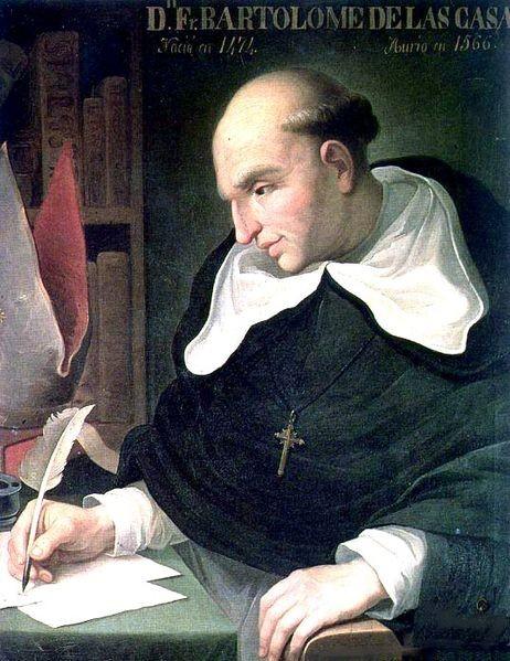 Bartolomé de Las Casas 1484 1566, dominikán, biskup v Chiapasu v jižním Mexiku, který prosazoval práva Indiánů u španělské koruny. V pamětním spise adresovaném novému králi Karlu I. (císaři Karlu V.