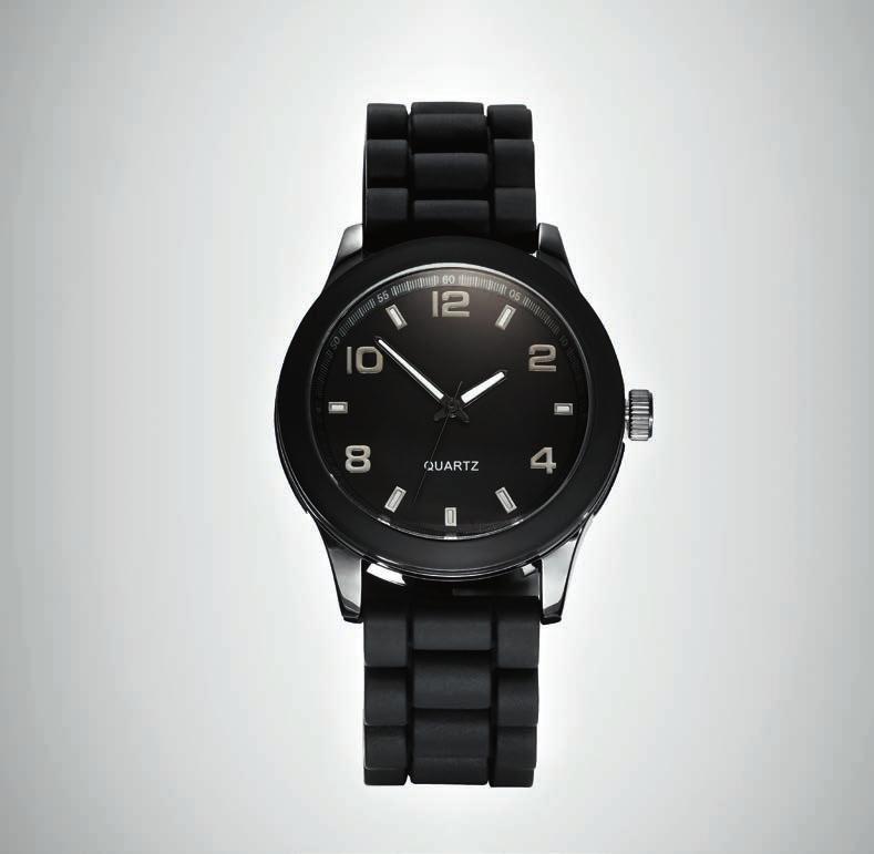 Jednoduché černé hodinky spojují univerzální minimalistický styl s nedbale