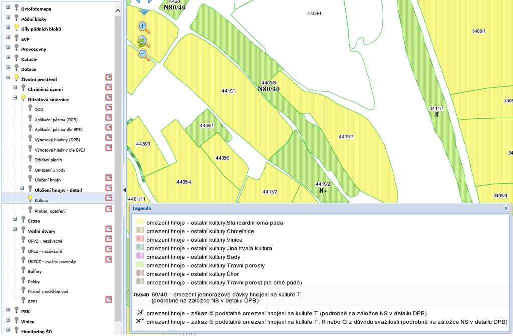 N 80/40 omezení jednorázové dávky hnojení na kultuře T (kód M9: DPB v ZOD, T, HPJ 65-76 + meliorace nebo HPJ