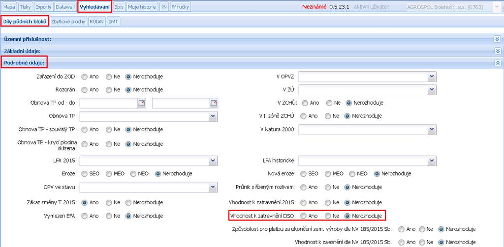 6.6 Vhodnost k zatravnění DSO Jedná se o nový dotační titul pro rok 2016 - zatravňování ploch s dráhou soustředěného odtoku vody v rámci Agroenvironmentálně-klimatických opatření, podopatření