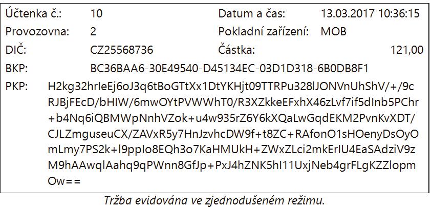 Rovněž zde můžete manuálně provést Hromadnou evidenci tržby pro účtenky, které byly vystaveny, ale dosud nebyly evidovány (buď chybou přenosu, nebo při práci ve zjednodušeném režimu).