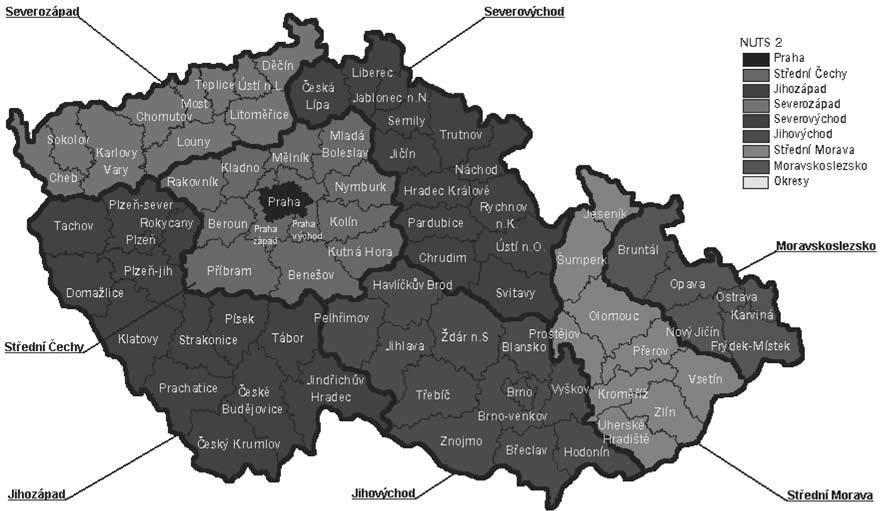 Příloha 1 Mapa regionů NUTS 2 Praha Střední Čechy Jihozápad Severozápad Severovýchod Jihovýchod Střední Morava Moravskoslezsko Okresy Adresy regionálních odborů Státního zemědělského intervenčního