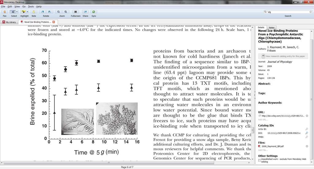 Effect of ice-binding (IBP) on brine reten%on by frozen seawater.