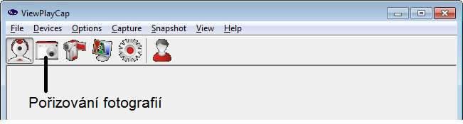 5) Jak pořizovat fotografie? 6) Jak ukládat video? a) Vytvořte v počítači adresář, kam chcete videa ukládat. b) Klikněte v ViewPlayCap na menu Capture a nastavte cílový adresář pro ukládání videí.