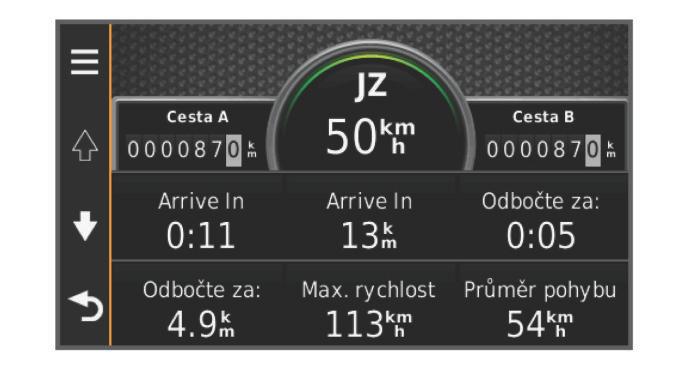 Na mapě vyberte možnost Rychlost. Funkce vyhnutí se silnicím 1 Zvolte možnost Nastavení > Navigace > Objížďky. 2 Zvolte funkce vyhnutí se silnicím ve svých trasách a poté možnost Uložit.