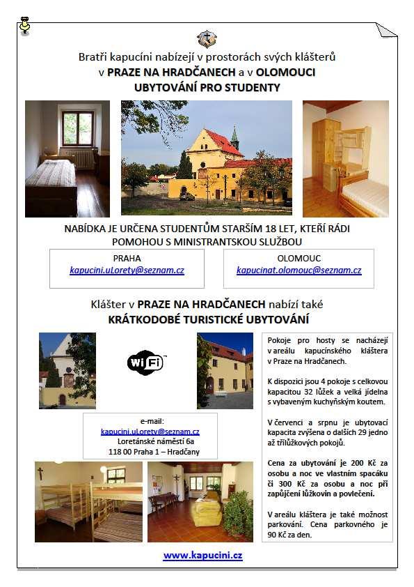 MOŽNOST UBYTOVÁNÍ V PRAZE Chystáte se o dovolené či o prázdninách do Prahy?