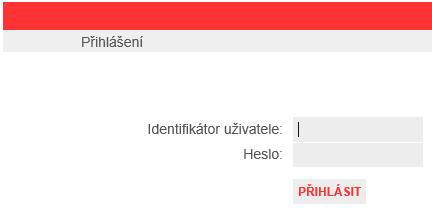 Nejprve na úvodní stránce aplikace (Obrázek 3 - Úvodní stránka přihlášení SMS kódem) vyplníte váš Identifikátor uživatele a Heslo a klikněte na tlačítko PŘIHLÁSIT.