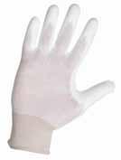 9, 10 PLOVER - povrstvené rukavice Bezešvý bílý polyester/bavlna úplet s pružným zápěstím, dlaň a prsty s modrými PVC terčíky. 03 3100 375 vel.