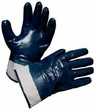 10 SWIFT - máčené rukavice Šitý bavlněný úplet celomáčený v silné vrstvě nitrilu, tuhá manžeta, barva modrá.