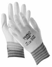 6 11 HYFLEX 11-619 - univerzální rukavice Ultra tenké a zároveň odolné bezešvé nylonové rukavice s nánosem extra fl exibilní vrstvy polyuretanu pro maximální cit a přesnost při práci, vysoký komfort