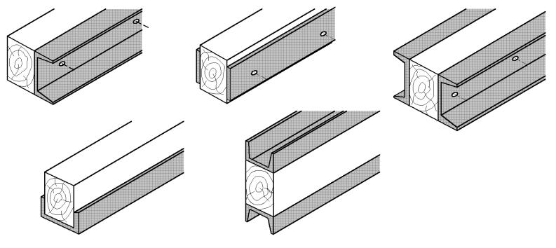 Príložky na báze ocele sa používajú najmä z valcovaných nosníkov tvaru U, I, prípadne platne obr. 6. V oblasti historických krovov sa používajú iba vo zvlášť výnimočných prípadoch.