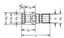 Utahovací čepy Přístroje na řezání závitů Závitořezná upínací pouzdra Gumové upínací kleštiny 1733-1734 Utahovací čepy DIN 6987 1733 Tvar A, s otvorem a O-kroužkem. Úhel nákružku pro podavač 15.
